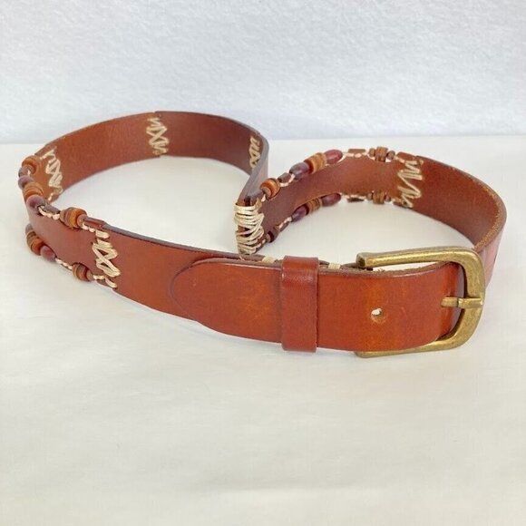 OMEGA Accessories - Omega Rustic Beaded Genuine Leather Belt M